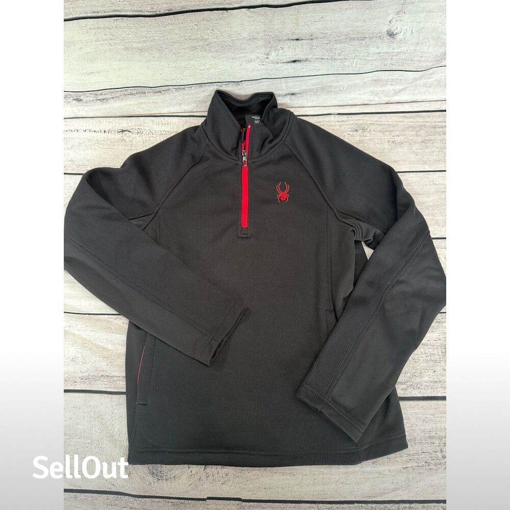 Spyder Men's Black 1/4 Zip Track Jacket Medium Outdoor Casual